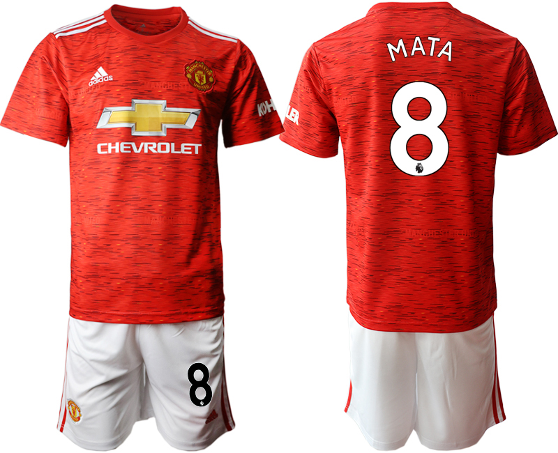 Men 2020-2021 club Manchester United home #8 red Soccer Jerseys